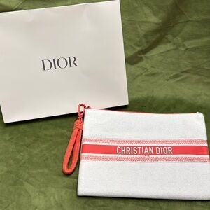 Dior White and Orange Pouch